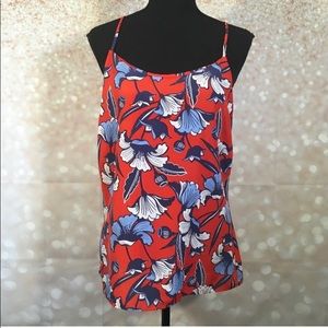 J. Crew Red Floral Racerback Tank Top